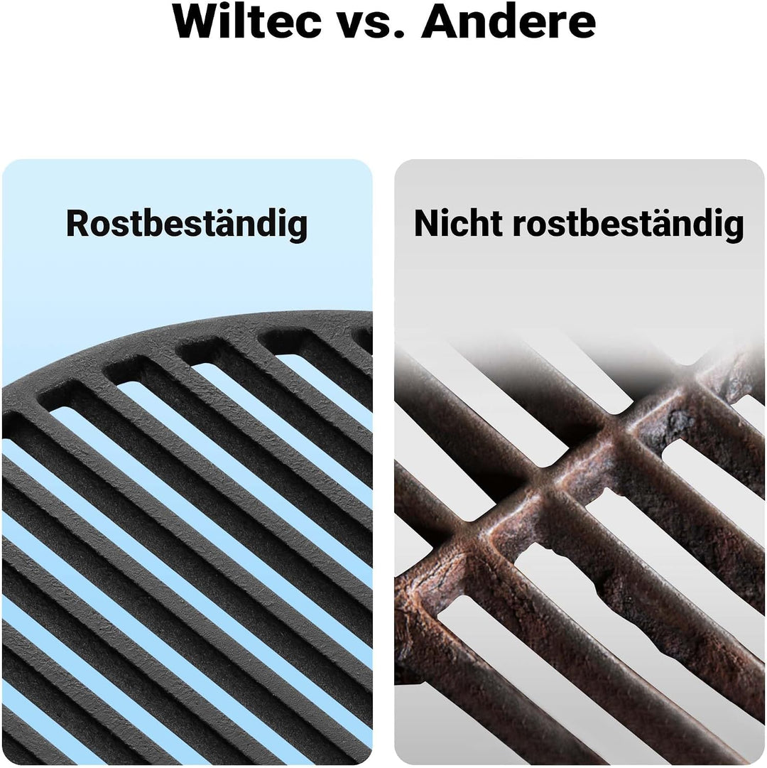 Wiltec 2x Gusseisen Grillrost 46,7 x 22,8 x 0,9 cm, Gussrost für Grill mit guter Hitzespeicherung, G