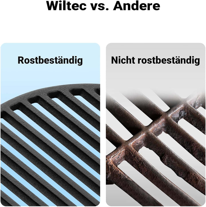 Wiltec 2x Gusseisen Grillrost 46,7 x 22,8 x 0,9 cm, Gussrost für Grill mit guter Hitzespeicherung, G