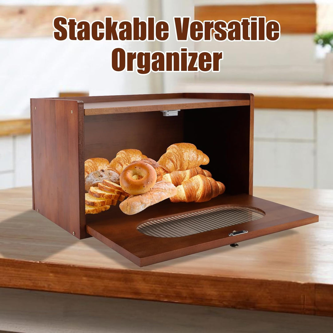 Brotkasten Holz für Küchenarbeitsplatte, Aufbewahrungsbox, Küche Brotbehälter, Corner Bread Box, Bra
