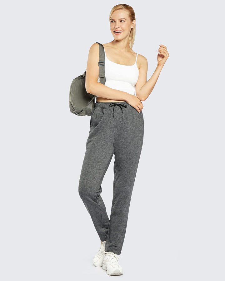 OUGES Jogginghose Damen Sporthose Lang Hose Baumwolle Freizeithose Trainingshose mit Taschen für Fra