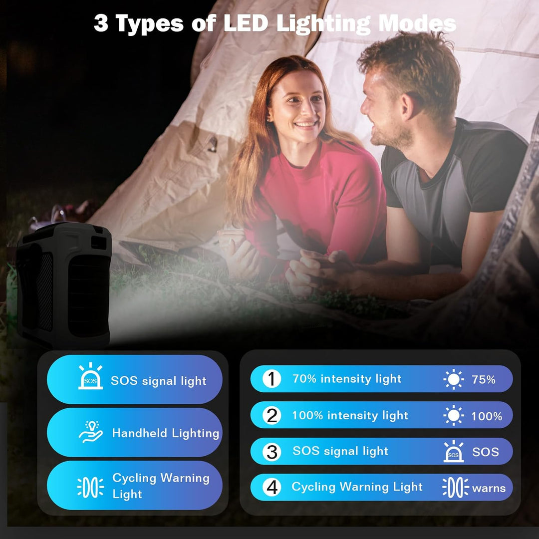Tragbarer Ventilator mit LED-Display, 5 Geschwindigkeitsstufen + Rotes/grünes Licht, 10000-mAh-Power