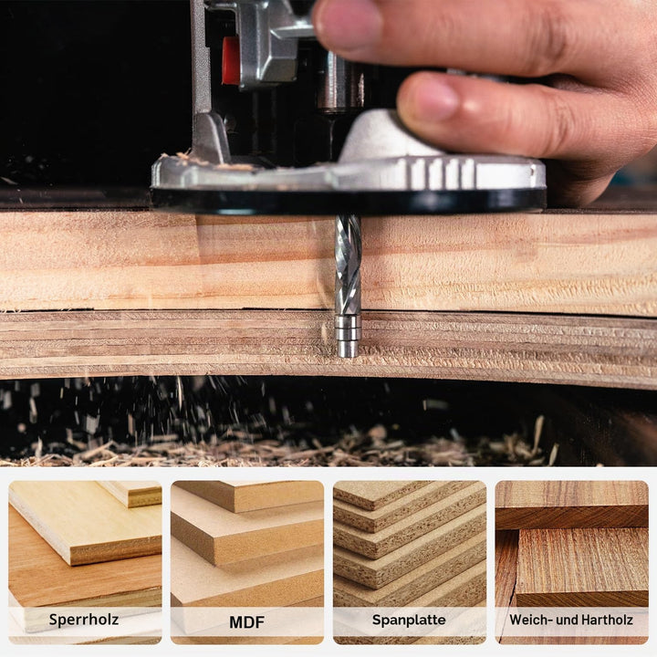 SpeTool Bündigfräser 8mm Schaft Up&amp;Down Kopierfräser für Oberfräse Kompressions 32mm Schnittlänge Ex