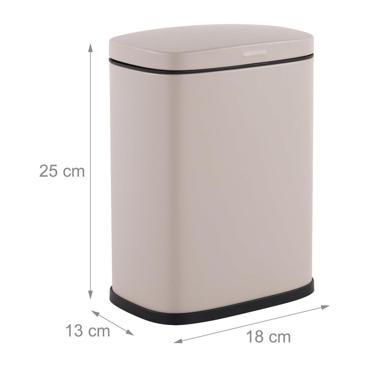 Relaxdays Kosmetikeimer Wandmontage, 3 Liter, Absenkautomatik, Inneneimer, Metall, eckiger Badezimme
