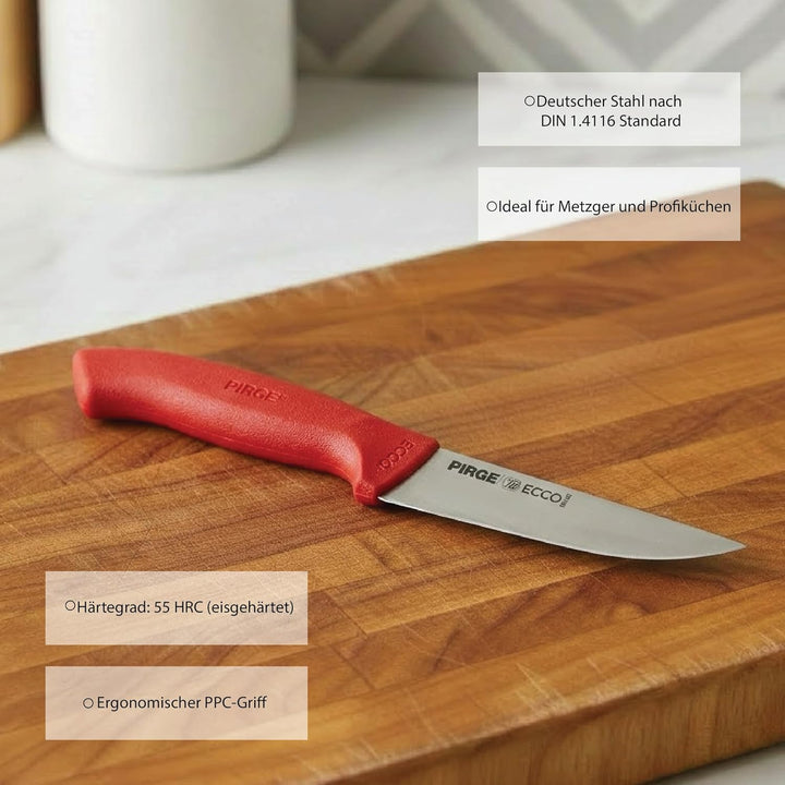 Pirge Ecco Metzgermesser 25 cm Rot Schlachtermesser - Fleischermesser - Stechmesser - Exzellenter Sc