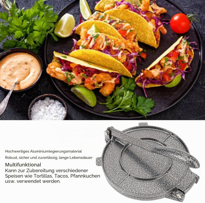 Tortilla- und Roti-Maker, Tortilla-Presse, Mehlteig, Tortilla-Taco-Presse, Roti-Maker aus Aluminiuml