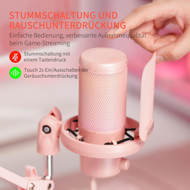FEELWORLD VM1 USB-Gaming-Mikrofon mit Kragarmständer für die Aufnahme von Podcasts,Videospielen,Stud