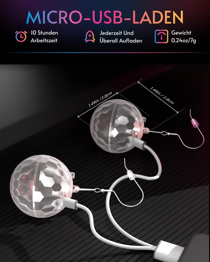 LED Ohrringe Disco Ball Ohrringe 7 RGB Licht Projektion Licht Ohrringe für Frauen Wiederaufladbare L