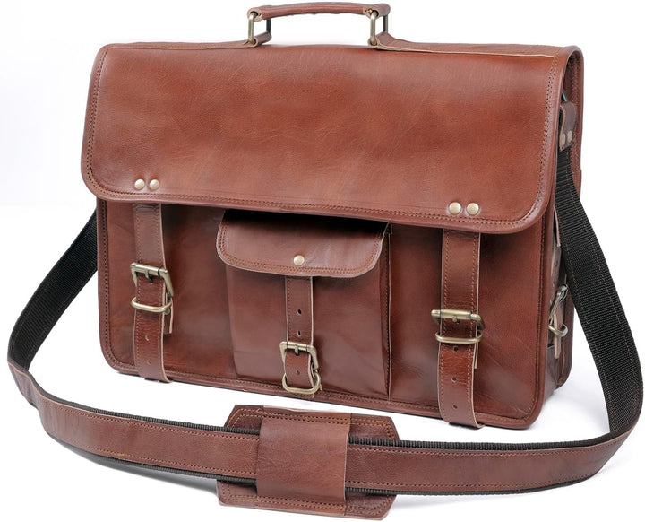 ALASKA EXPORTS handmade vintage leather messenger bag for laptop briefcase best computer,school dist