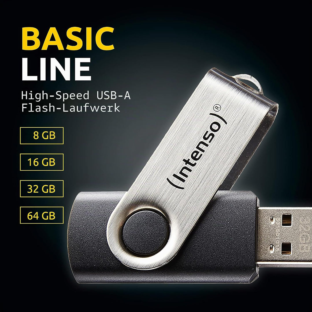 Intenso Basic Line 64 GB USB-Stick USB 2.0 Silber/schwarz (Packung mit 2) 64GB (Packung mit 2) Basic