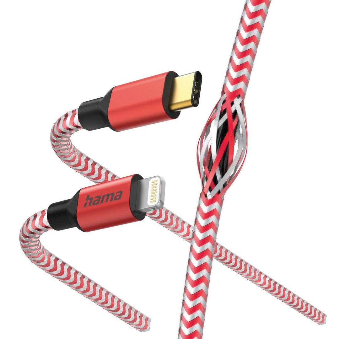 Hama Ladekabel „Reflective“ USB C auf Lightning, Nylon, 1,5m (iPhone Ladekabel, Lightning Kabel, iPh