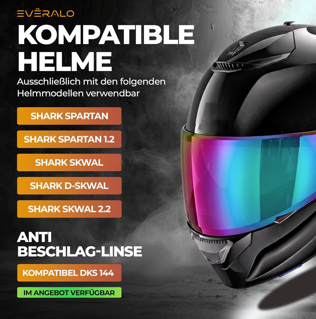Kompatibel mit Shark Spartan Visier - Skwal - D Skwal - Skwal 2 - Helmvisier Pinlock Ready - Anti-Kr