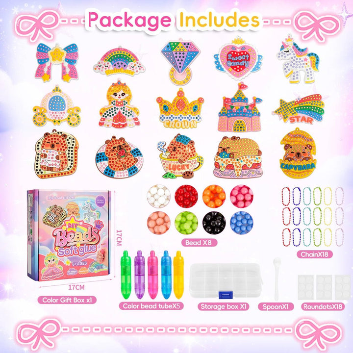 Bambebe DIY Perlenkunst &amp; Mosaik-Set für Kinder 6-12 Jahre, Komplettes Bastelset mit Perlenstiften,