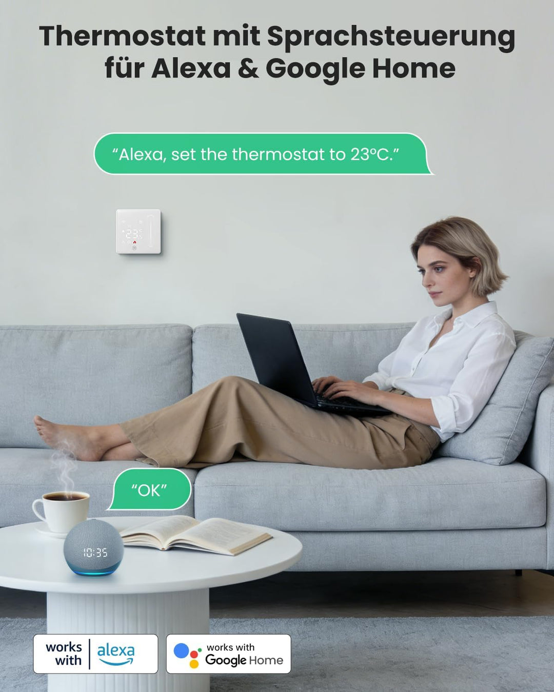 AVATTO Smart WiFi Thermostat für Wasser Fussbodenheizung und Kombi-Wandheizkessel, programmierbarer