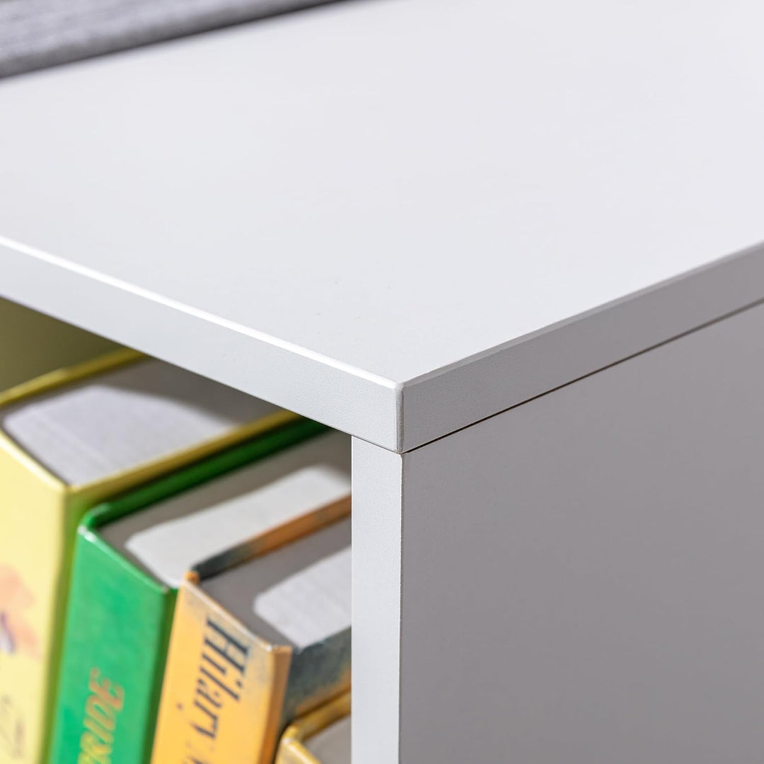 HOMCOM Bücherregal Kinder Kinderregal mit Sitzhocker 6 Fächern 3 Kissen Spielzeugregal Kinderbücherr