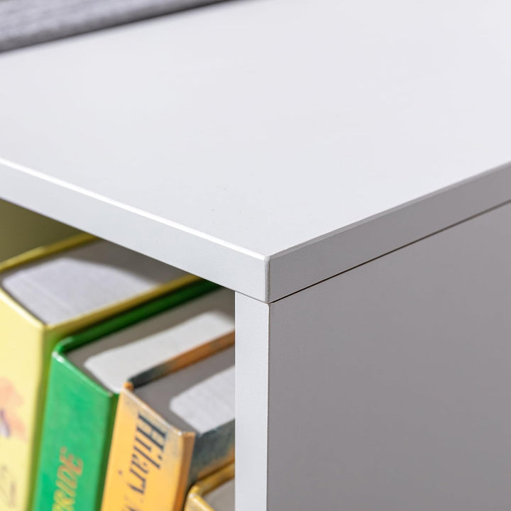 HOMCOM Bücherregal Kinder Kinderregal mit Sitzhocker 6 Fächern 3 Kissen Spielzeugregal Kinderbücherr