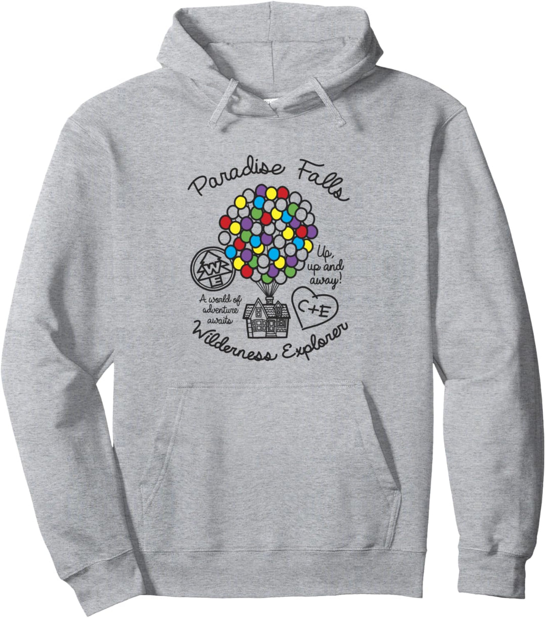 Disney Pixar Up Colorful Balloon Silhouette Falls Pullover Hoodie