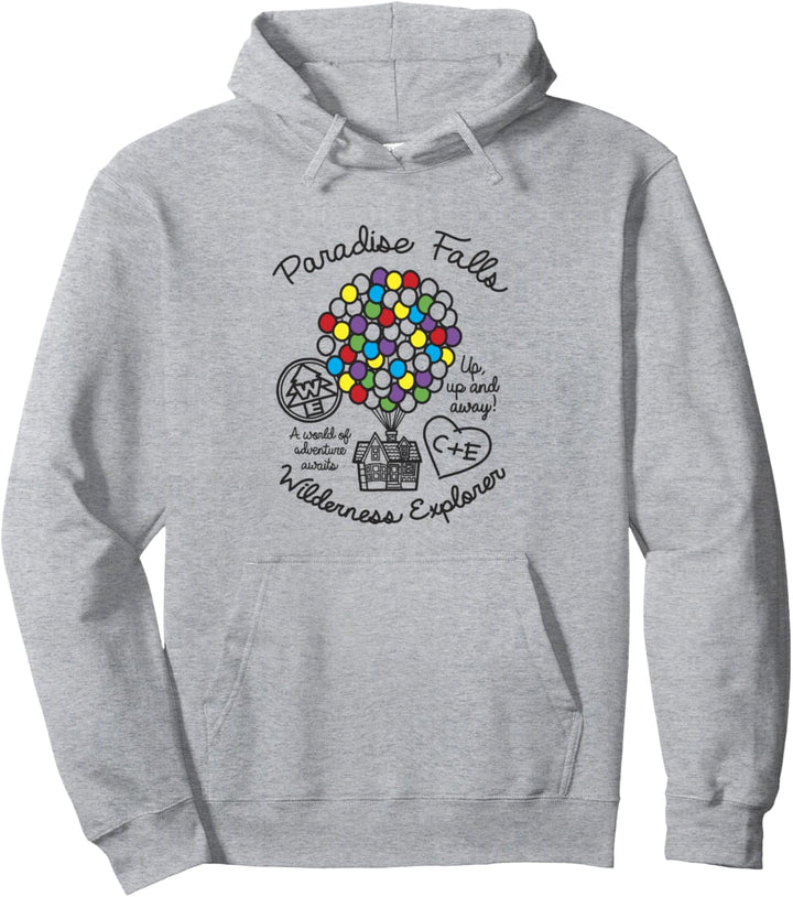 Disney Pixar Up Colorful Balloon Silhouette Falls Pullover Hoodie