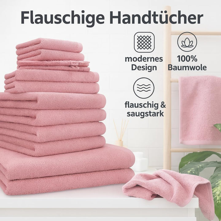 Betz 12 TLG. Handtuch Set Berlin 100% Baumwolle 2 Liegetücher 4 Handtücher 2 Gästetücher 2 Seiflappe