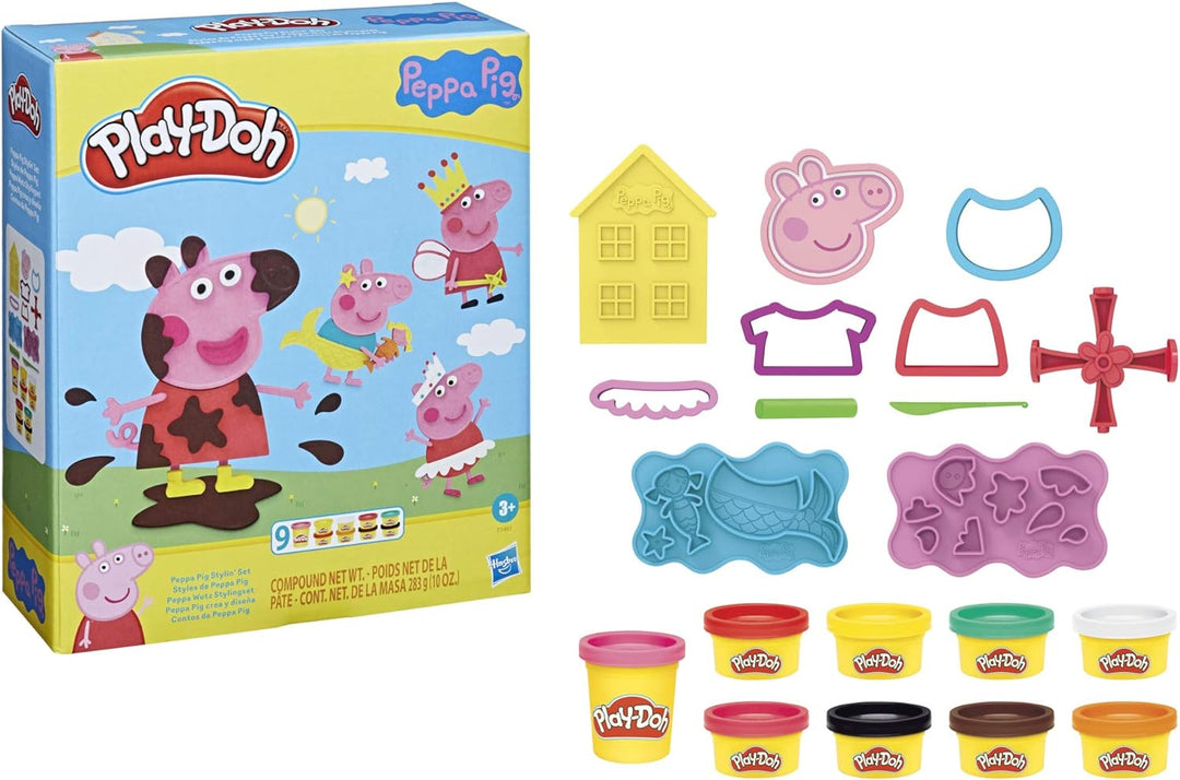 Play-Doh Peppa Wutz Stylingset mit 9 Dosen und 11 Accessoires, Peppa Wutz Spielzeug für Kinder ab 3