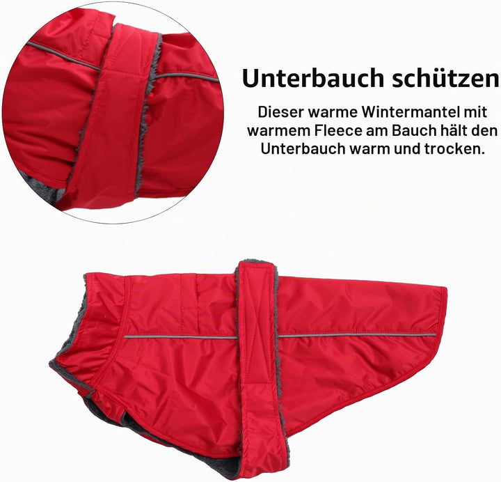 Morezi Dachshund Regenmantel, wasserdichte Aussenschicht, Fleecefutter, reflektierende Besätze, Vers