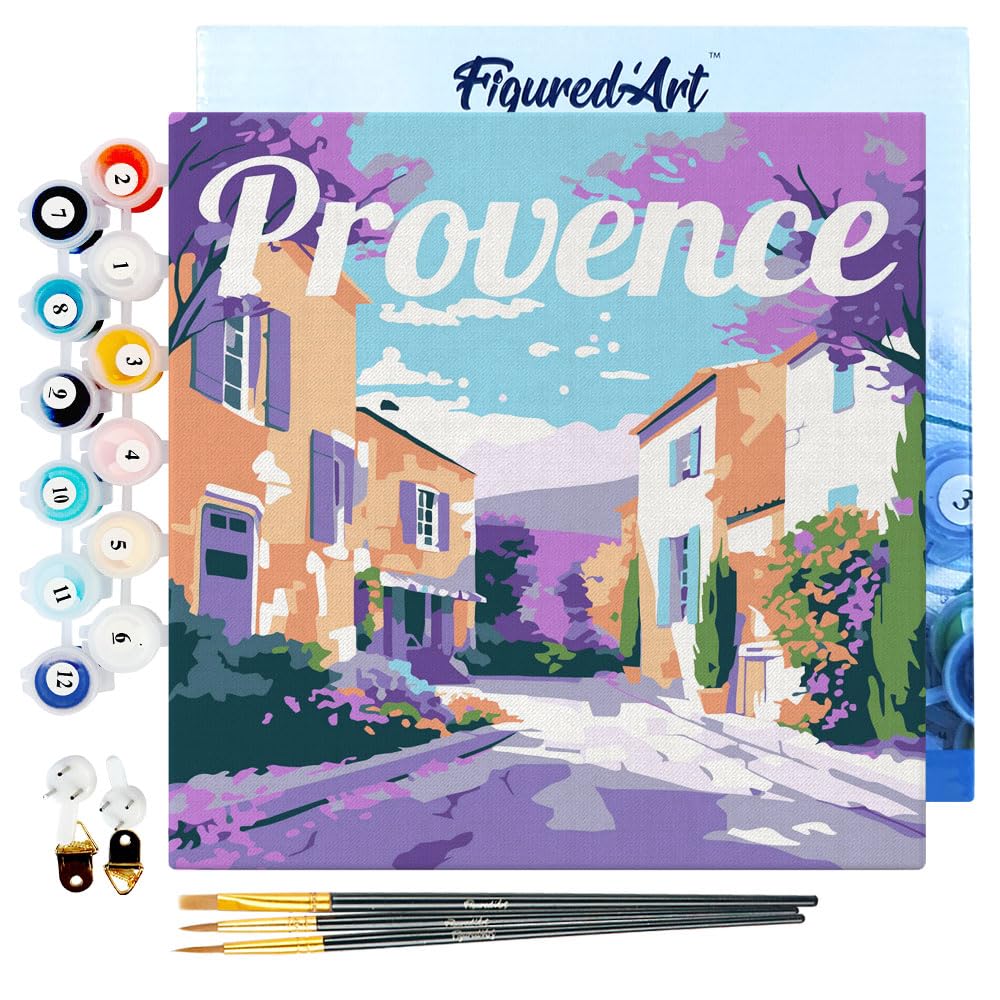 Figured'Art Mini Malen Nach Zahlen Erwachsene Mit Rahmen 20x20cm Kleines Format - Reiseplakat Proven