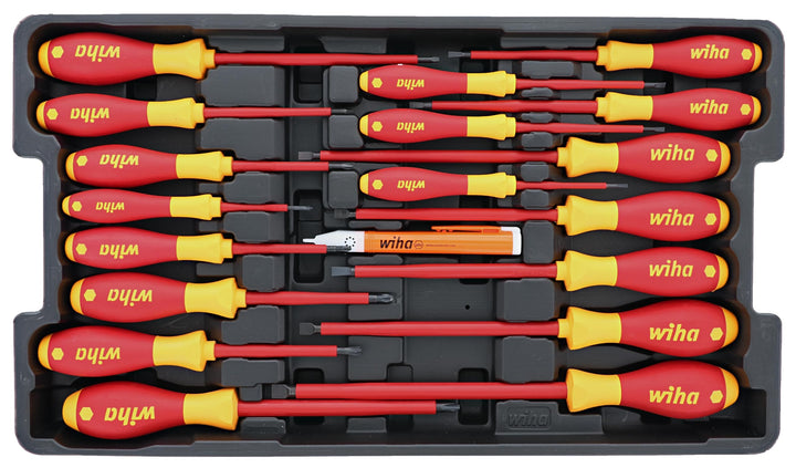 Wiha Schlitz- und Kreuzschlitzschraubendreher-Set, isoliert, 1000 Volt, 19-teilig, 32095, 19