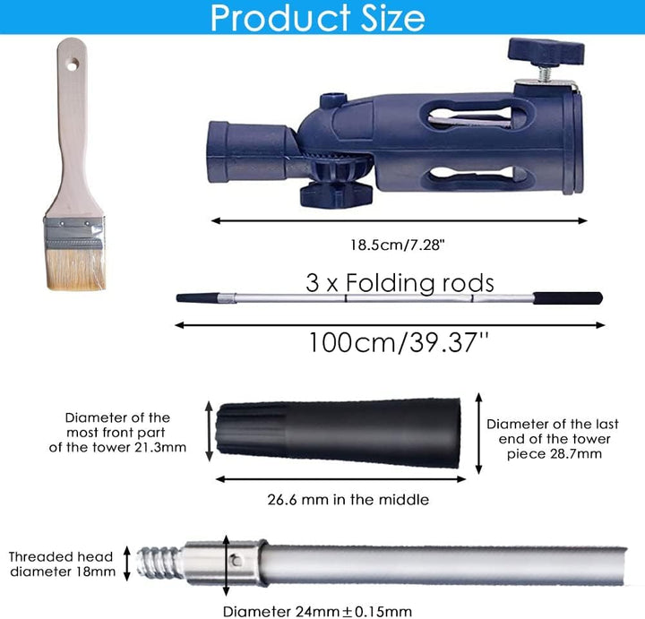39 Zoll/1M lange Teleskopstange Bürstenhalter + Teleskopstab 100cm, Bürstenhalter und Verlängerungs-