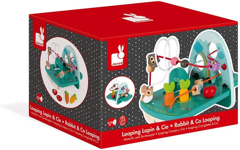 Janod - Wooden Looping Rabbit & Co - Toddler Manipulation and Motor Skills Toy - For children from t