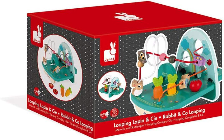 Janod - Wooden Looping Rabbit & Co - Toddler Manipulation and Motor Skills Toy - For children from t