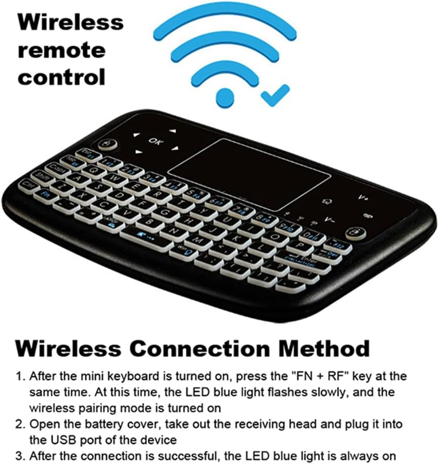 Denash 2,4 GHz Wireless-Tastatur, Hintergrundbeleuchtung Touchpad-Tastatur Fernbedienung Maus-Tastat