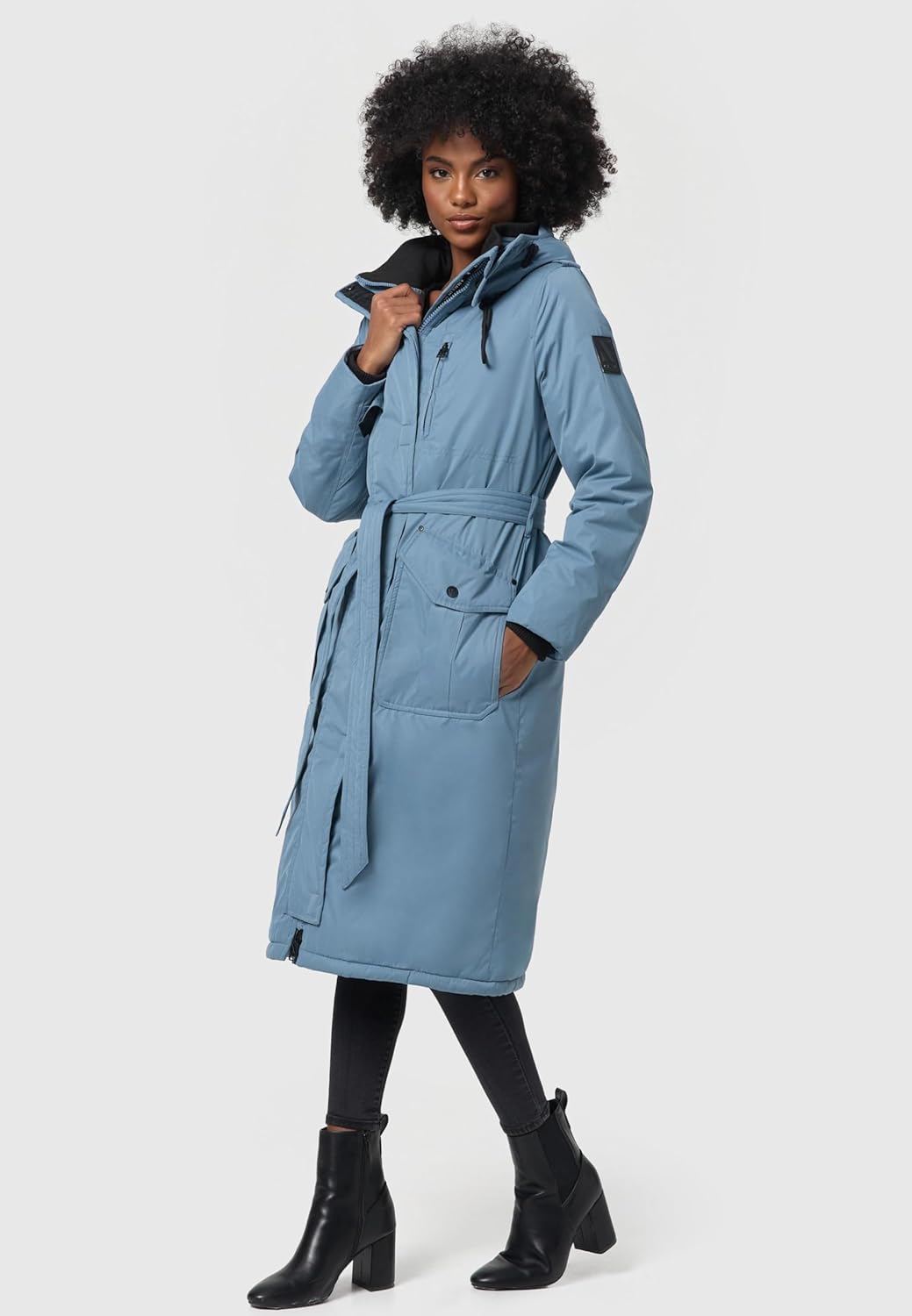 Navahoo Damen Wintermantel Warmer Parka lang mit hohem Kragen und weicher Kapuze Hokulanii XS-XXL M