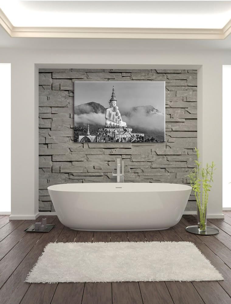 Pixxprint Buddha-Skulptur in Thailand / 100x70cm Leinwandbild bespannt auf Holzrahmen/Wandbild Kunst