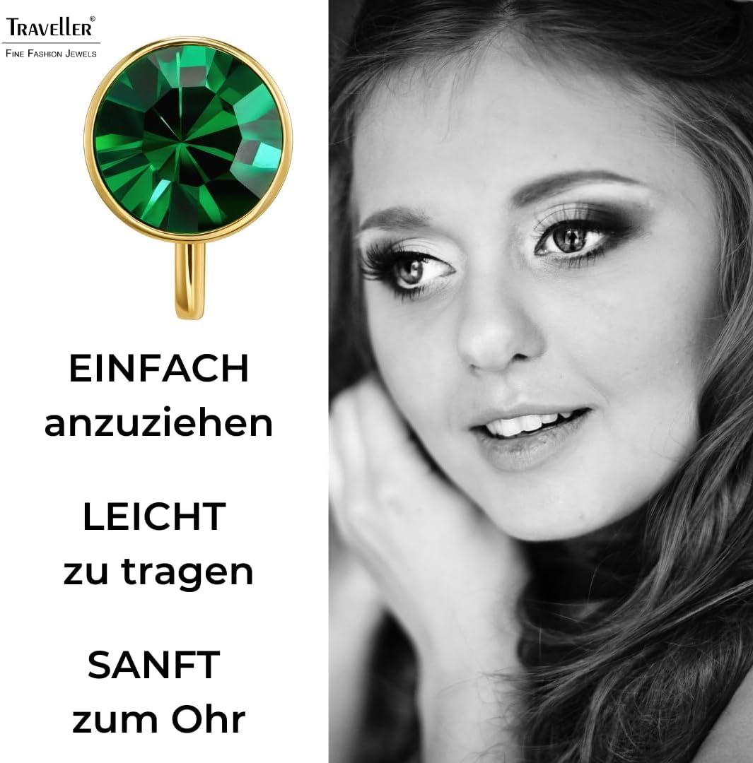 Traveller Ohrclip - Damen - Kristall Grün, Grün