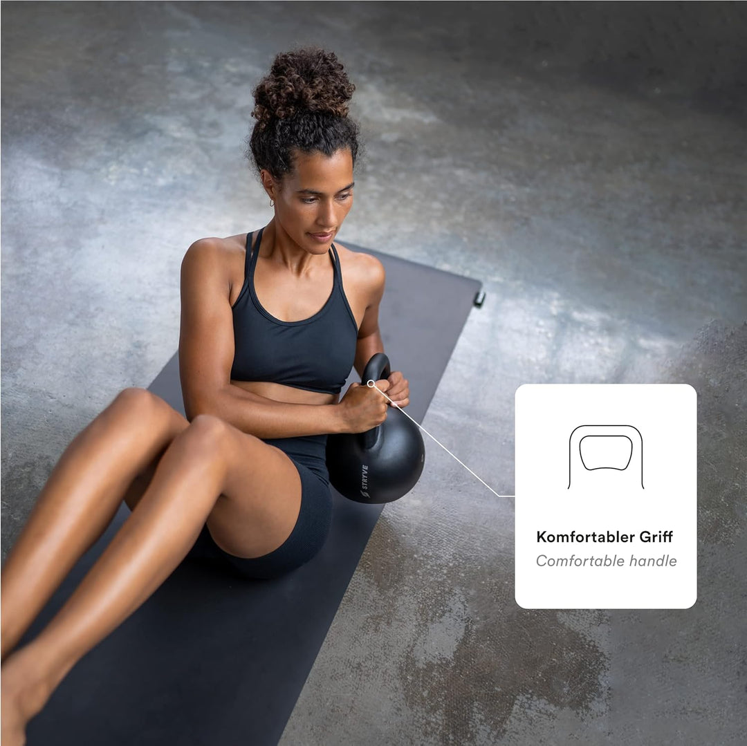 STRYVE Competition Kettlebell 4-16 Kg, hochwertige Kugelhantel aus Gusseisen inkl. Trainingsplan 8 K