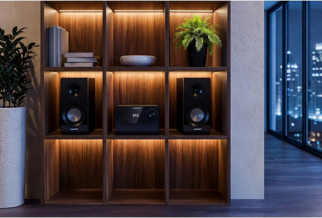 Blaupunkt MS49DAB Micro Stereo Installation mit DAB+ Bluetooth HDMI ARC CD USB FM Radio 100W RMS Opt