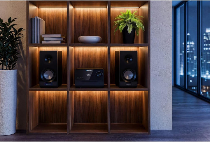 Blaupunkt MS49DAB Micro Stereo Installation mit DAB+ Bluetooth HDMI ARC CD USB FM Radio 100W RMS Opt