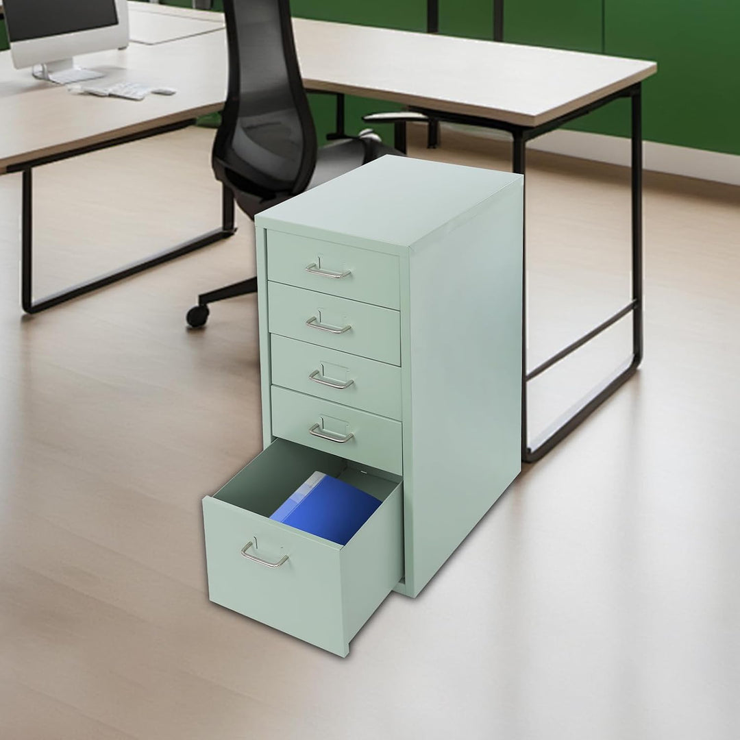 Mobiler Aktenschrank mit 5 Schubladen, Rollcontainer Schubladenschrank Büroschrank Tragfähigkeit 50k