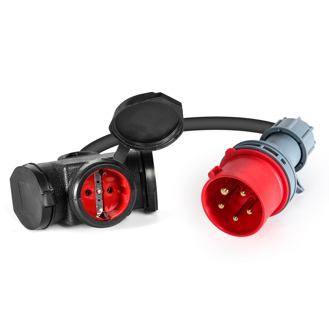 CEE Adapter 16A 400V Male Stecker auf 3x230V Stecker CEE auf Schuko Adapter mit 5 * 2,5mm² Starkstro