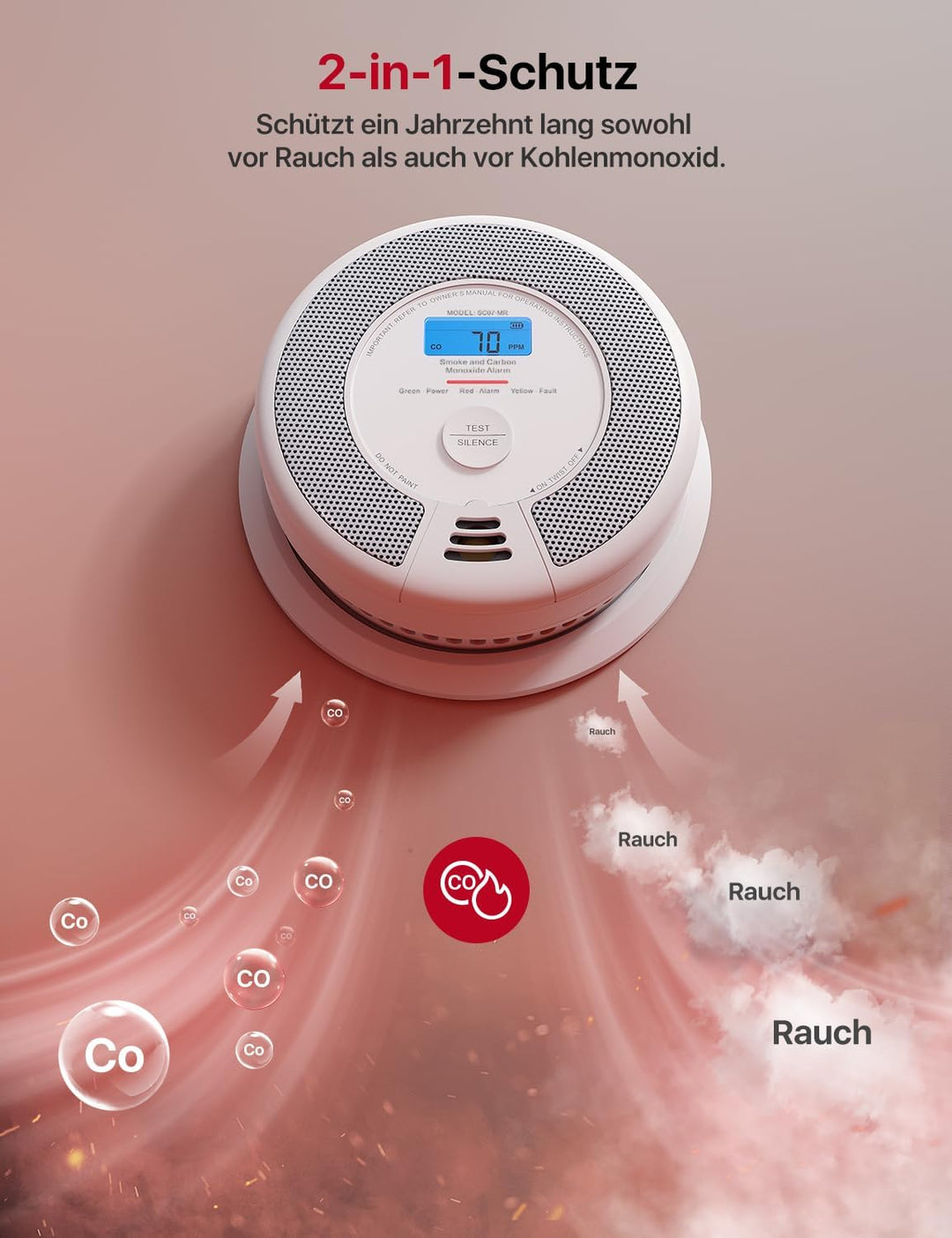 X-Sense WLAN Rauch- und Kohlenmonoxid Melder SC07-MR, Smart Vernetzter CO Melder, mit X-Sense Home S