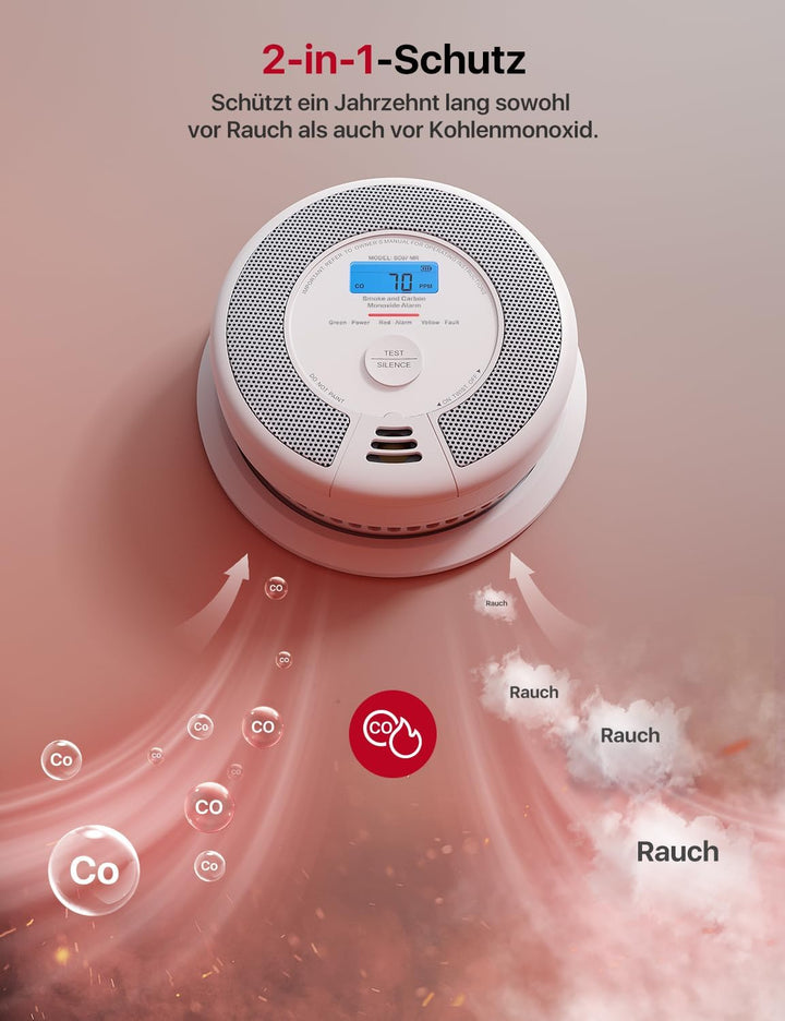 X-Sense WLAN Rauch- und Kohlenmonoxid Melder SC07-MR, Smart Vernetzter CO Melder, mit X-Sense Home S