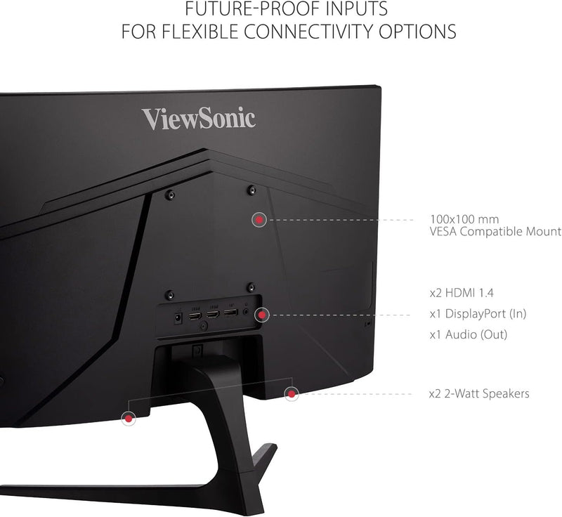 Viewsonic VX2418C 60,5 cm (24 Zoll) Curved Gaming-Monitor (Full-HD, FreeSync Premium, 1 ms, 165 Hz,