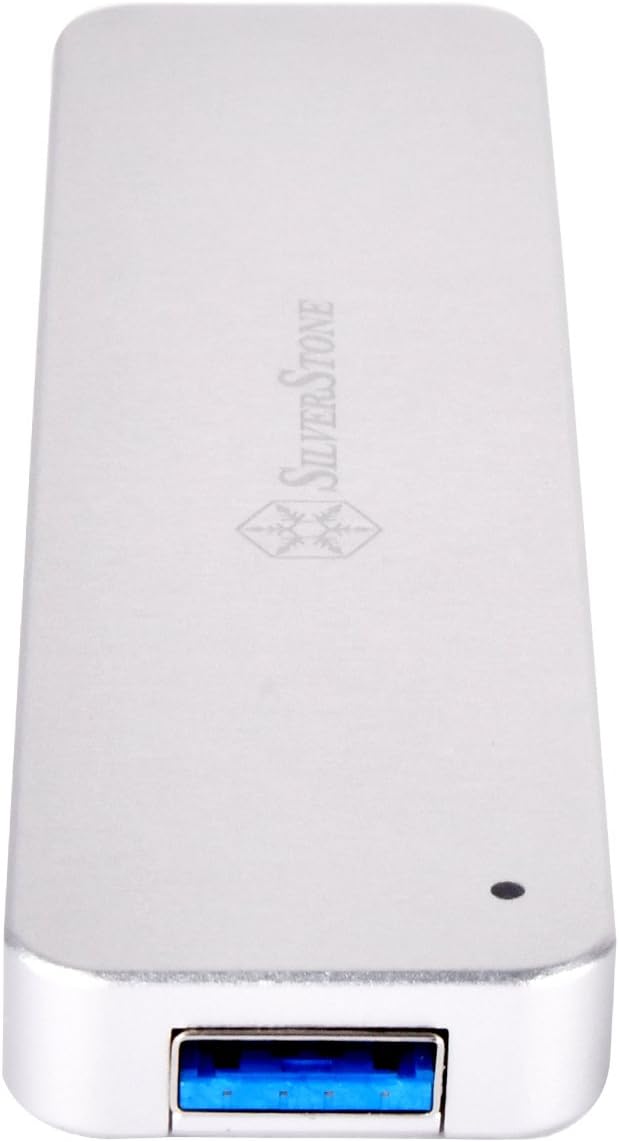 SilverStone SST-MS09S - Externes SATA zu M.2 SSD-Gehäuse, USB 3.1 Gen.2, silber, SST-MS09S