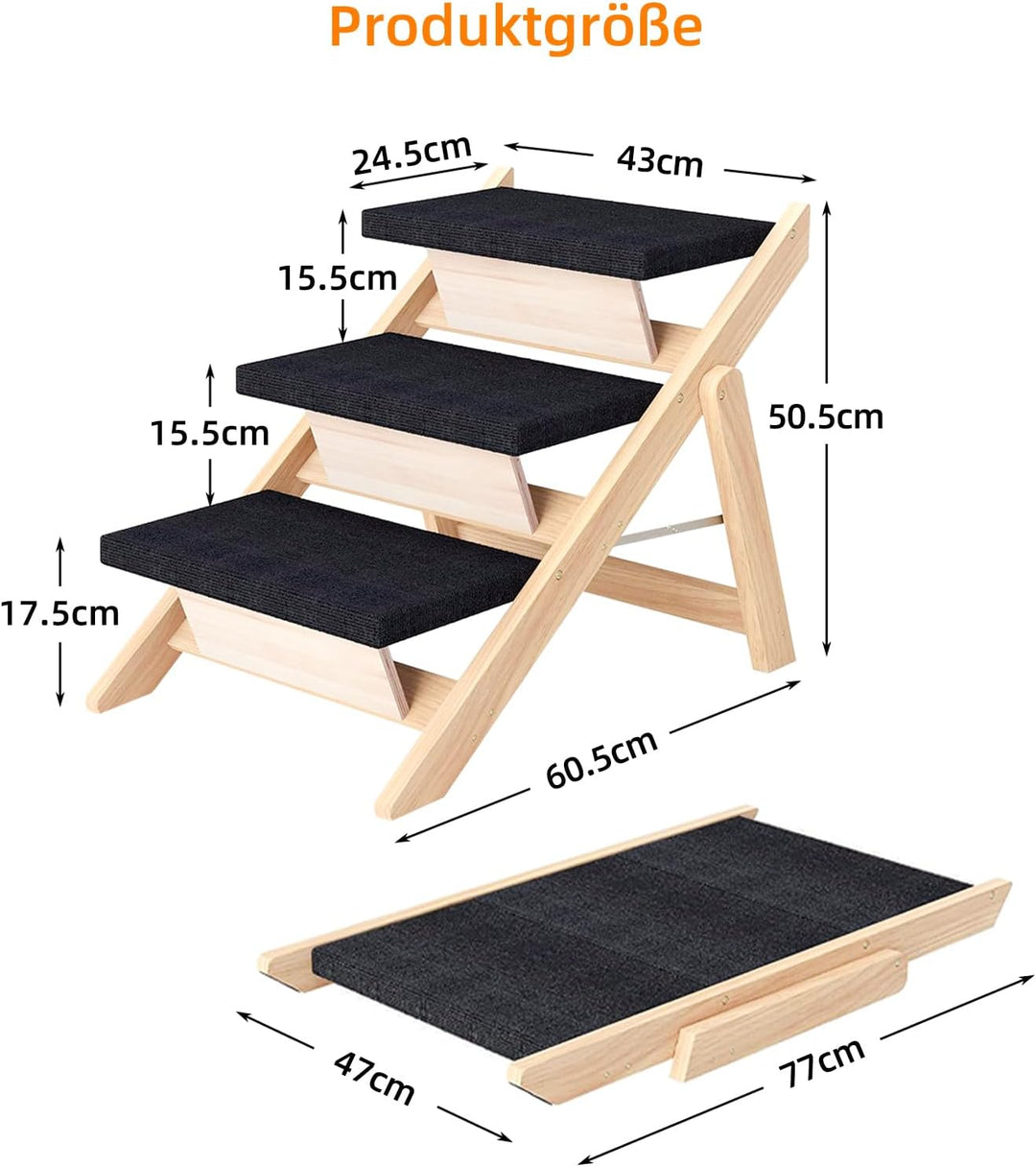 Hundetreppe 3 Stufen, Haustiertreppe Hundetreppe für Kleine und Mittelgrosse Hunde, rutschfest Tragb