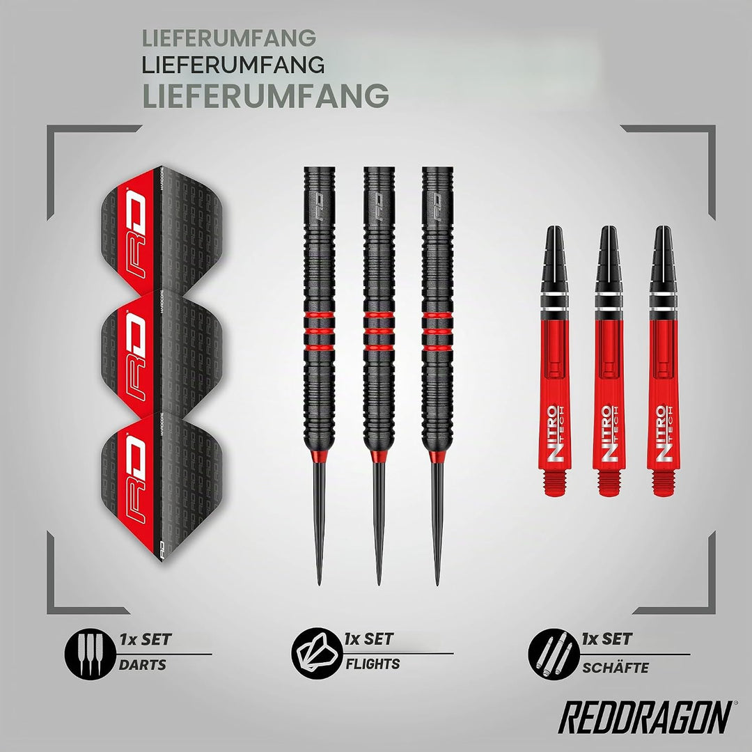 RED DRAGON Milano RS 21g, 22g, 23g, 24g oder 26g Tungsten Darts mit Flights und Schäfte 24.0 Gramm,