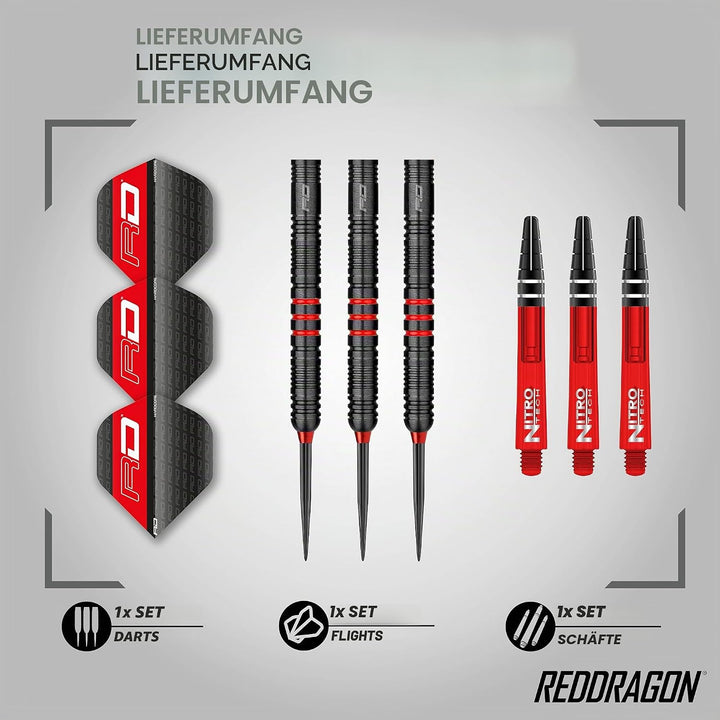 RED DRAGON Milano RS 21g, 22g, 23g, 24g oder 26g Tungsten Darts mit Flights und Schäfte 24.0 Gramm,