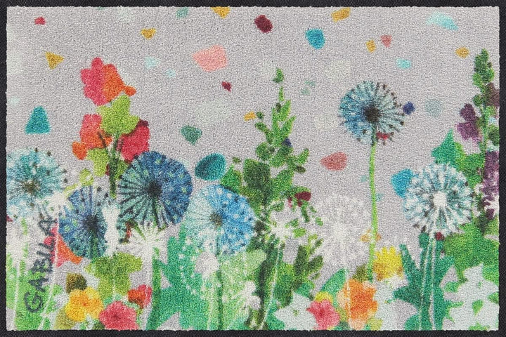 Salonloewe Fussmatte Bee happy Portrait 050x077 bunt Eingangsmatte Frühling Blumen