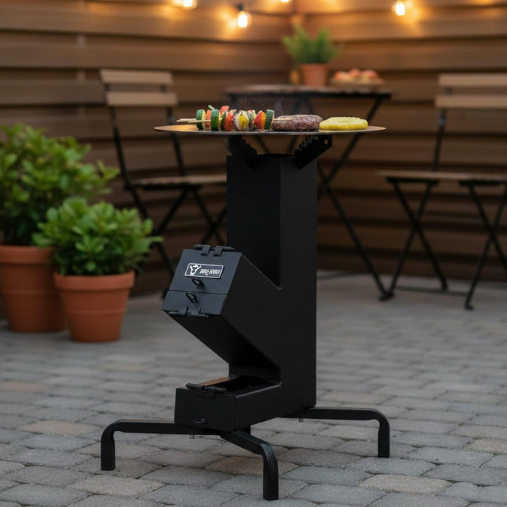 BBQ-Toro Raketenofen mit Grillplatte Ø 50 cm | RAKETE #7 | Rocket Stove aus 2,8-mm-dickem Stahl, BBQ