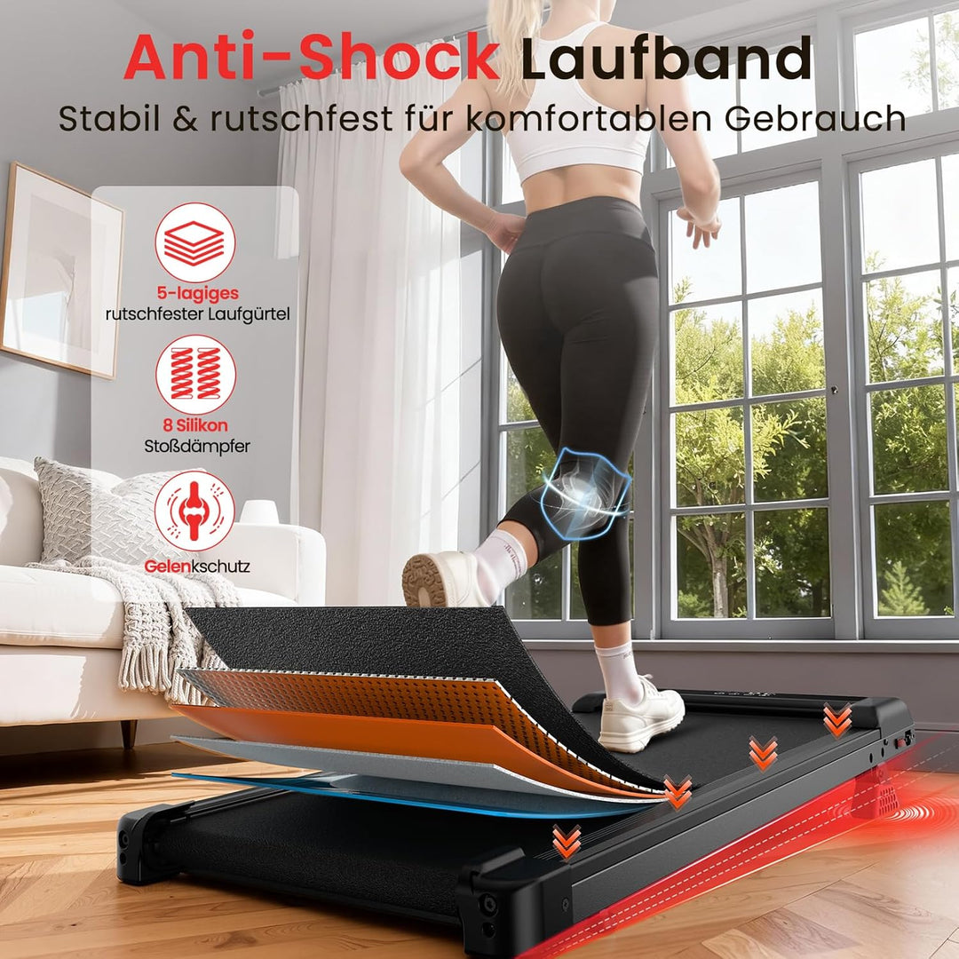 HomeFitnessCode Walking Pad für Zuhause mit Neigung - Laufband Laufpad Steigung Klein Walkpad Untert