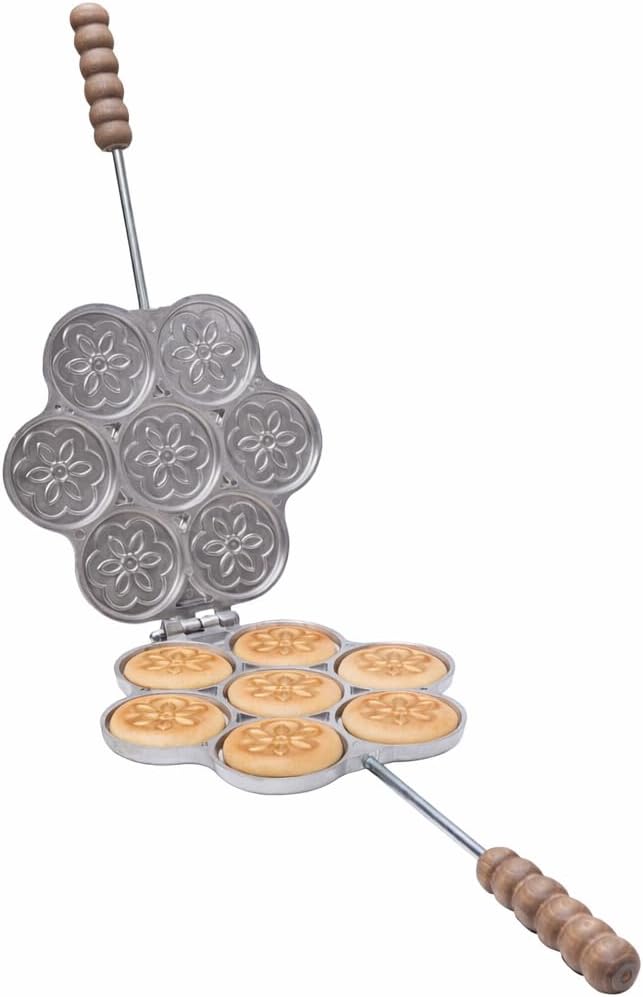 FONDERIA BONGIOVANNI Tigellierpfanne mit 7 Plätzen aus Aluminium mit Nudelschneider für Tigella oder