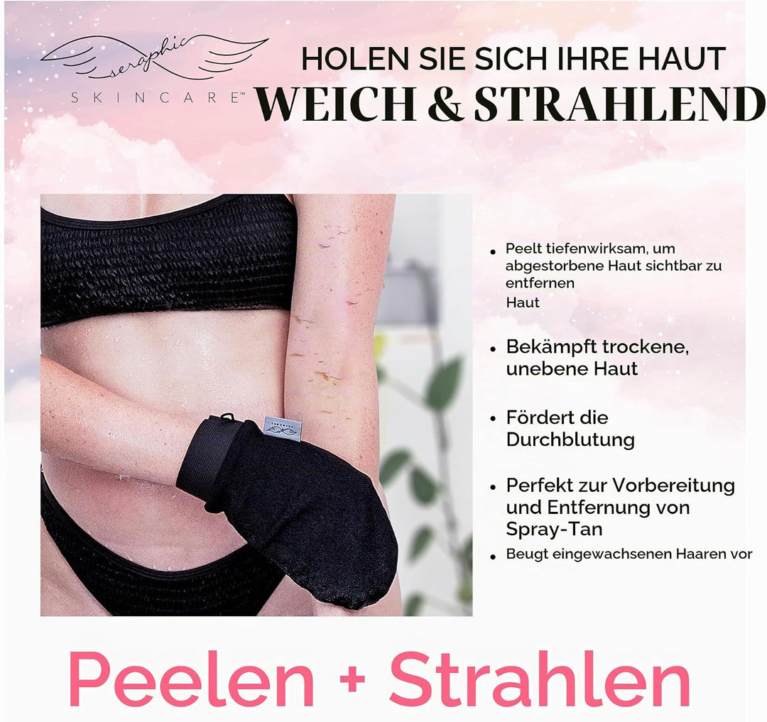 Seraphic Skincare (Original) Premium Exfoliating Mitt for Body (2 pc) – veganes Körperpeeling